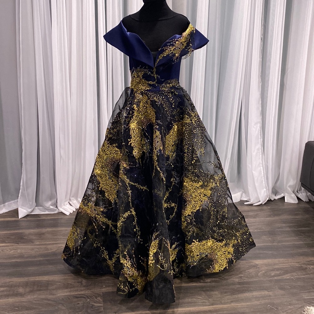 Blue and gold dress